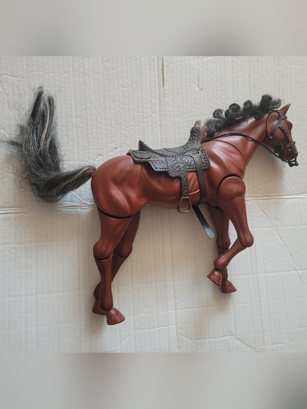 Vintage Kid Kore Police Horse1998 Plastic Hinged Toy With Saddle & Bridle
